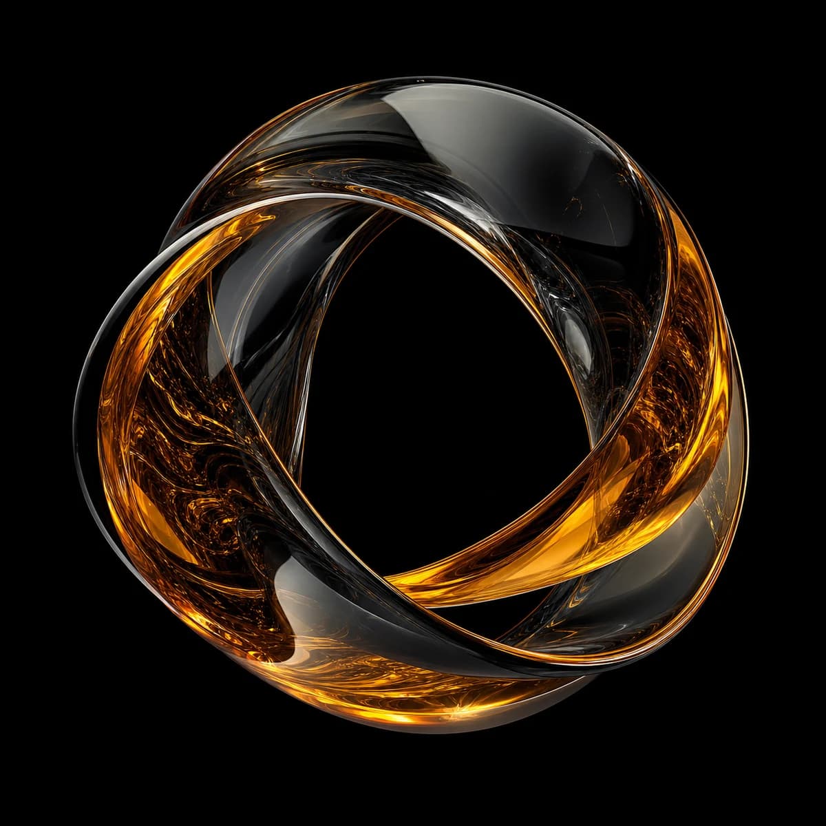 A continuous glass loop representing ideas in motion
